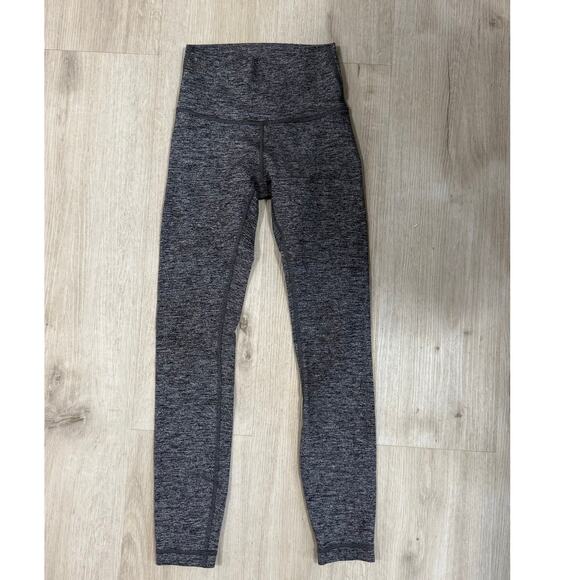 Lululemon Wunder Under Hi Rise 7/8 Tight 25” Luon Heathered Black W5AOUS Size 2 - Picture 2 of 8